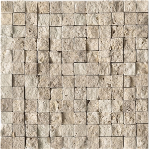 Classic Light Travertine Splitface/Tumbled 2.5X2.5X1-2 Cm