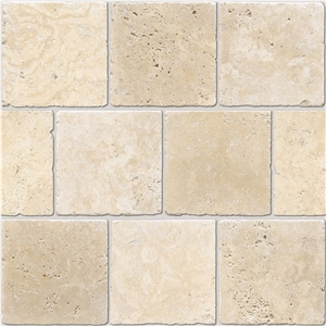 Ivory Light Travertine Tumbled 20X20x1 Cm