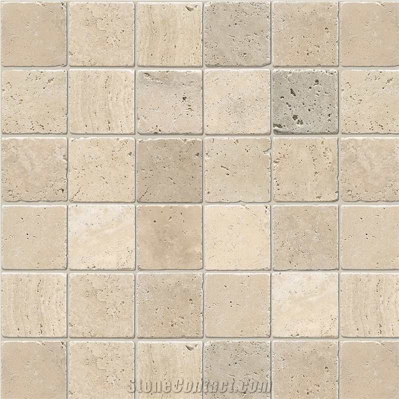 Ivory Light Travertine Tumbled 20X20x1 Cm