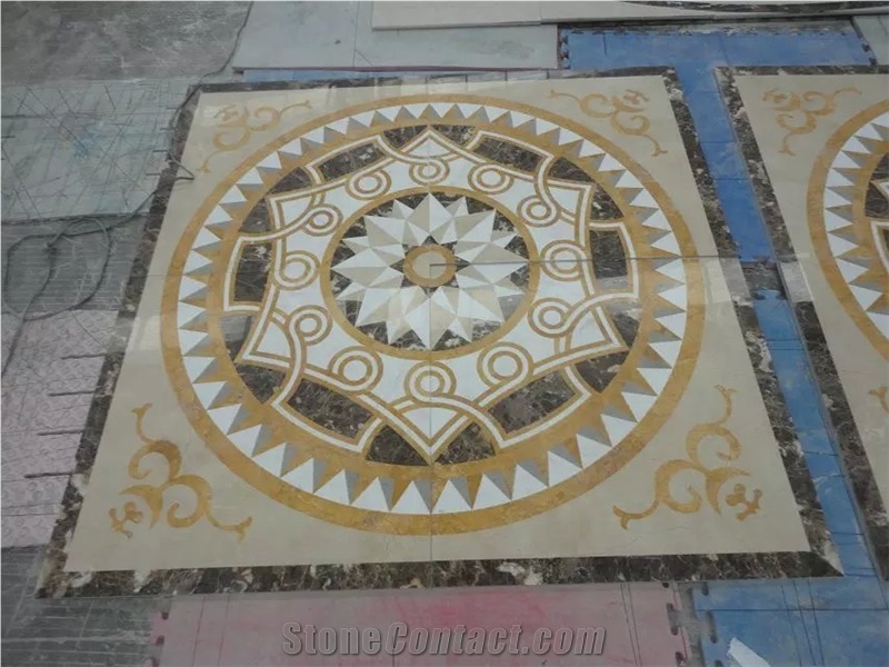 Interior Flooring Decoration Waterjet Medallion Marble Inlay Pattern