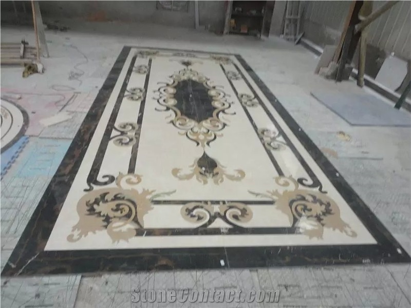 Interior Flooring Decoration Waterjet Medallion Marble Inlay Pattern
