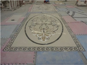 Interior Flooring Decoration Waterjet Medallion Marble Inlay Pattern