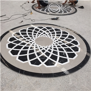 Natural Marble Waterjet Medallions For Hotel Villa Floorings