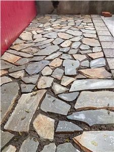 Multicolor Natural Slate Random Shape Wall Cladding Stone