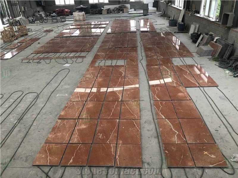 Polished Natural Rose Alicante Red Marble Flooring Tiles