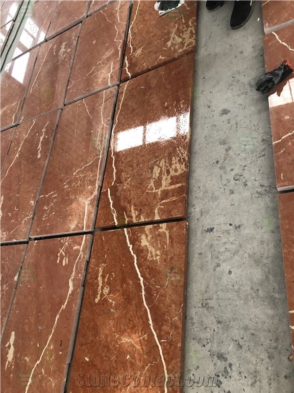 Polished Natural Rose Alicante Red Marble Flooring Tiles