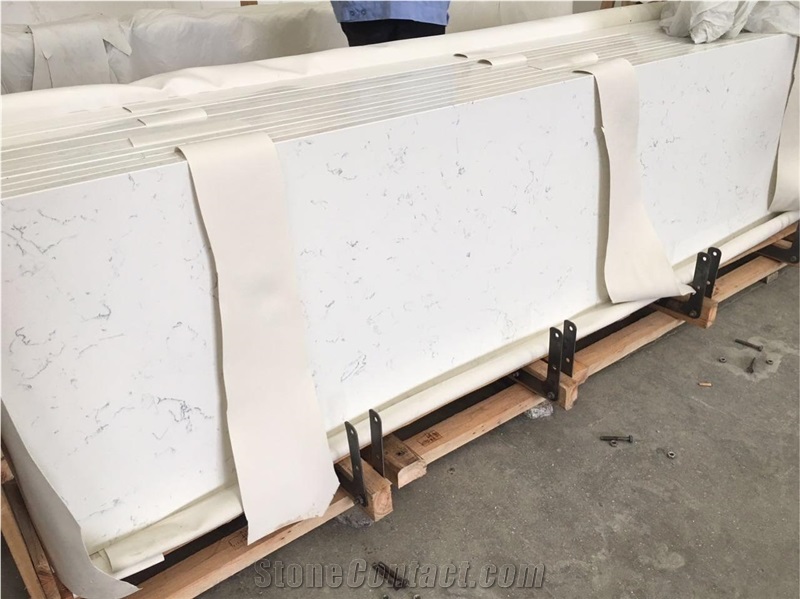 Artificial Carrara Quartz Bathroom Vanity Countertop