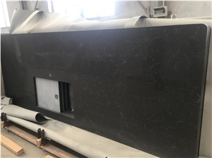 Artificial Quartz Carrara Black Double Sink Vanity Tops