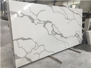 Calacatta White Quartz Abovemount L Kitchen Tops For Project