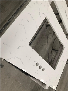 Carrara Quartz Stone Undermount Square Sink Bath Tops