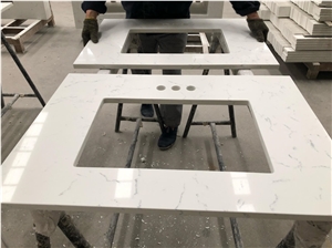 Carrara Quartz Stone Undermount Square Sink Bath Tops