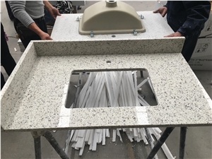 Glass Quartz Solid Stone Bathroom Tops With Square Basins