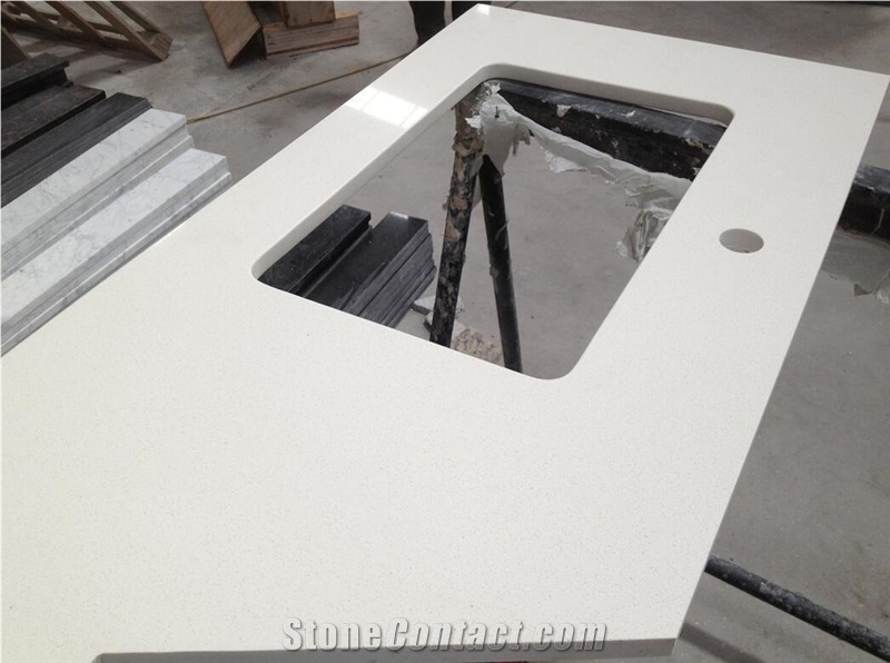 Hotel Project Bowed Shape Pure White Quartz Vanity Tops