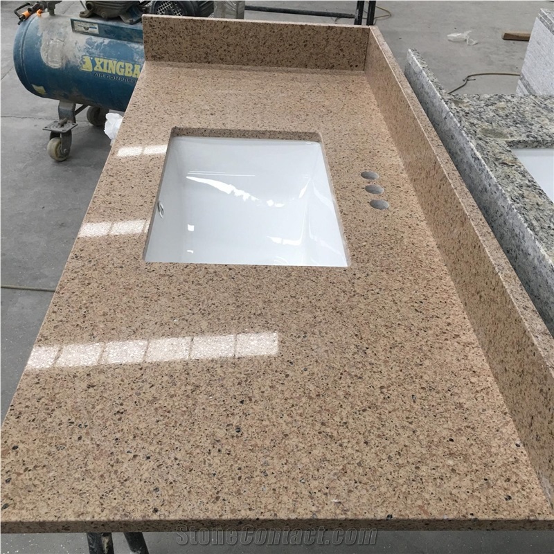 Prefab Quartz Stone Vanity Top With Ceramic Sink