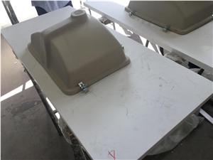 Supermarket Carrara Quartz Vanity Tops Attach Ceramic Sink