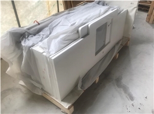 White Artificial Marble Stone Bowed Bathroom Vanity Tops