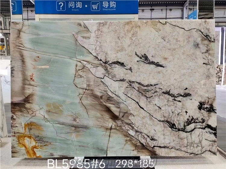 Big Natural Stone Slab Quartzite With Yellow Veins