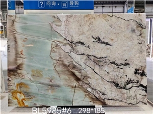 Big Natural Stone Slab Quartzite With Yellow Veins
