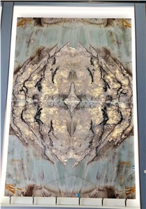Big Natural Stone Slab Quartzite With Yellow Veins