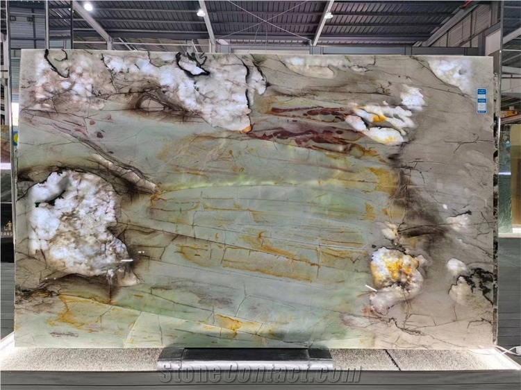 Big Natural Stone Slab Quartzite With Yellow Veins