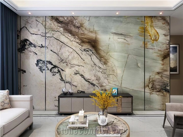 Big Natural Stone Slab Quartzite With Yellow Veins