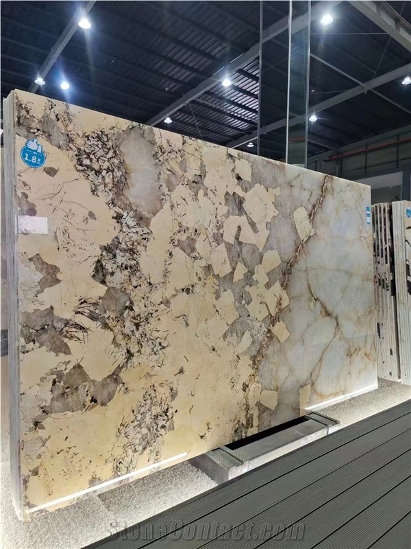 Big Polished Large White Black Crystal Quartzite Slab