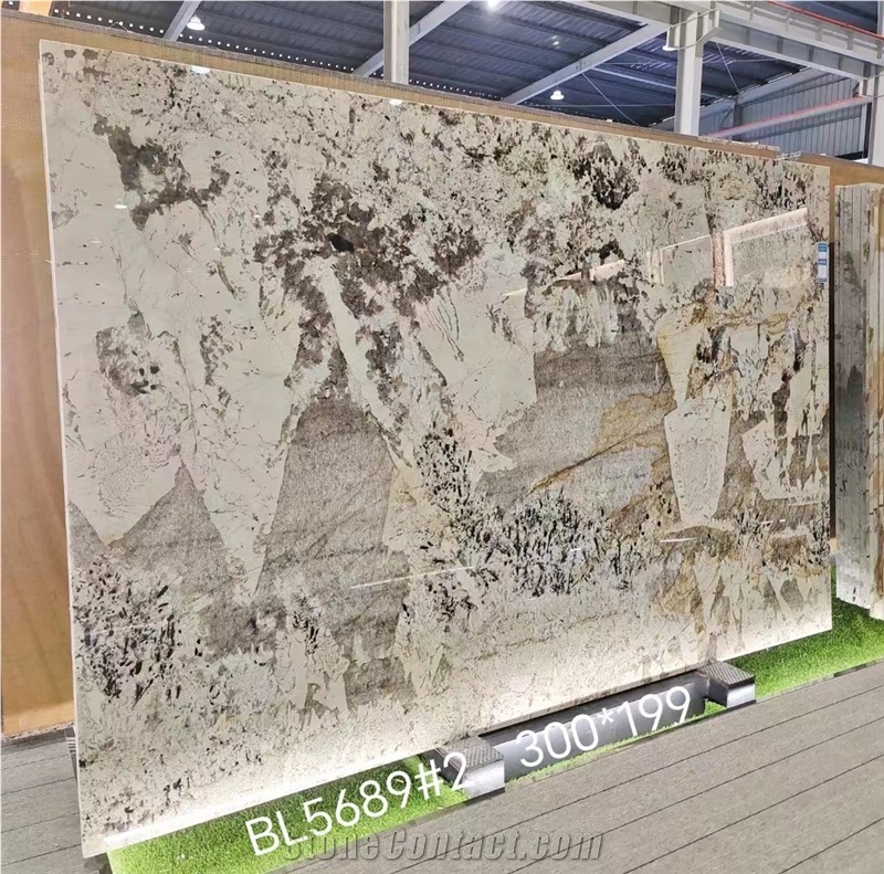 Big Polished Large White Black Crystal Quartzite Slab