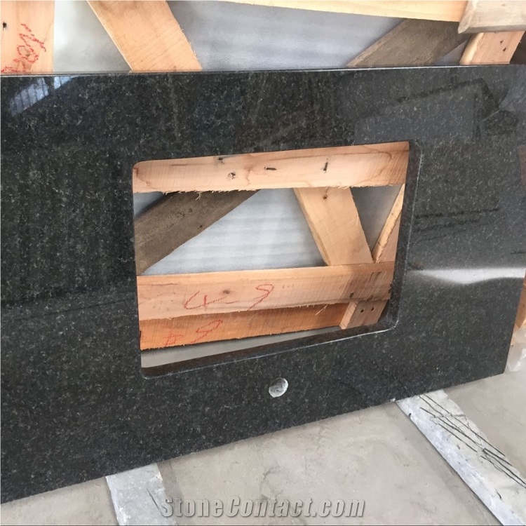 Black Pearl Granite Bathroom Vanity Top For Hotel Project