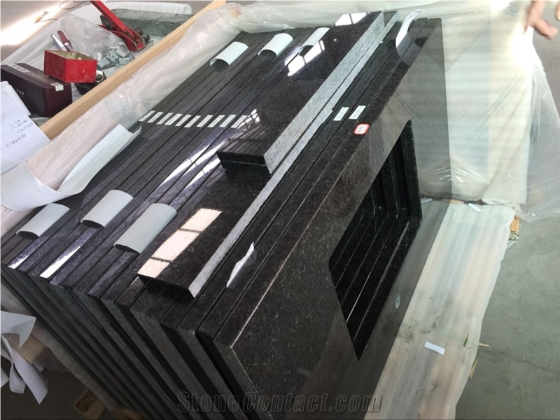 Black Pearl Granite Bathroom Vanity Top For Hotel Project