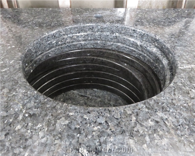 Black Pearl Granite Polished Double Sink Vanity Countertop