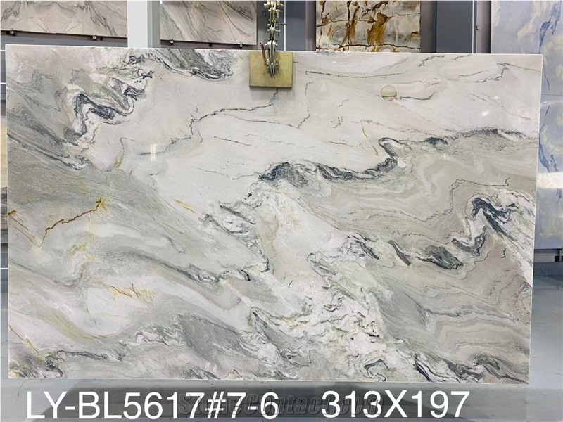 Bookmatched Natural Quartzite Slab Stone Tile For Home