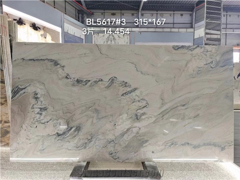 Bookmatched Natural Quartzite Slab Stone Tile For Home
