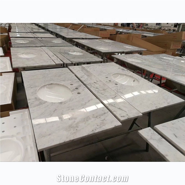 Carrara White Marble Vanity Top, Bathroom Countertop Fast Delivery