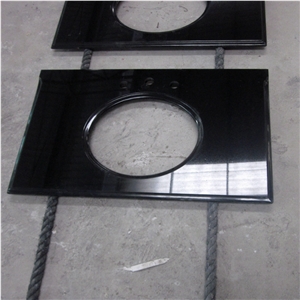 Custom Design Prefab Black Bathroom Granite Vanity Top