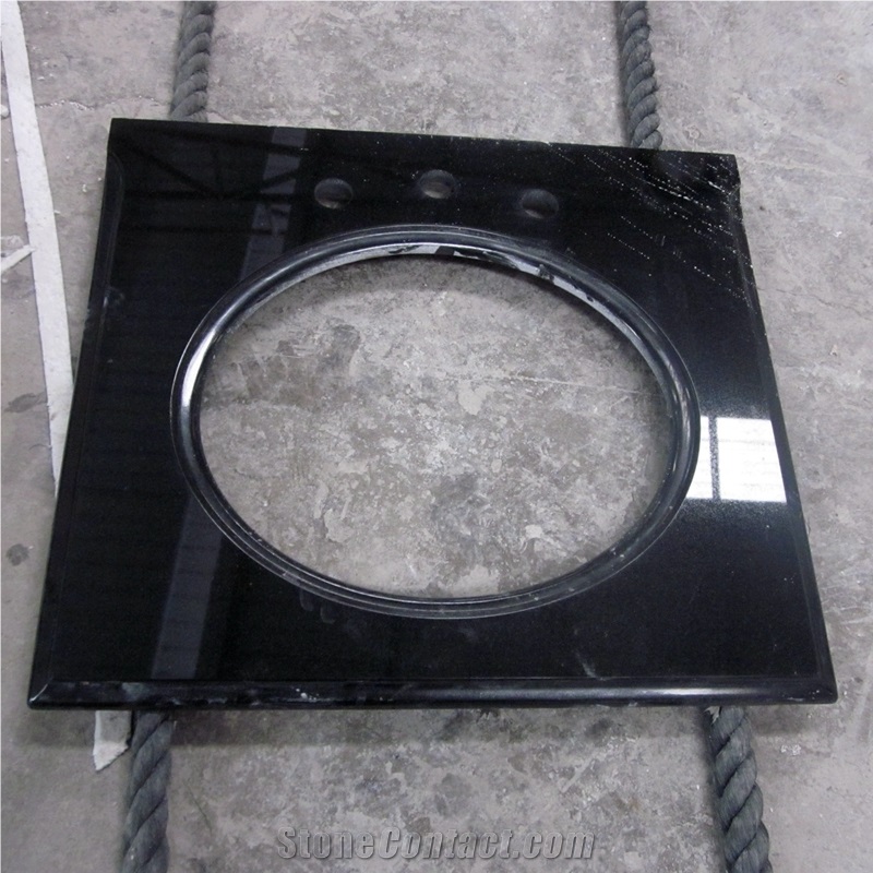 Custom Design Prefab Black Bathroom Granite Vanity Top