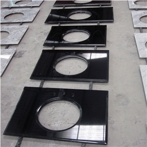 Custom Design Prefab Black Bathroom Granite Vanity Top