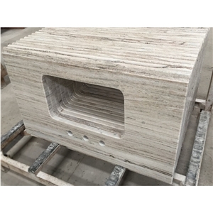 Grass White Jade Marble Vanity Top Crystal Wood Grain Stone