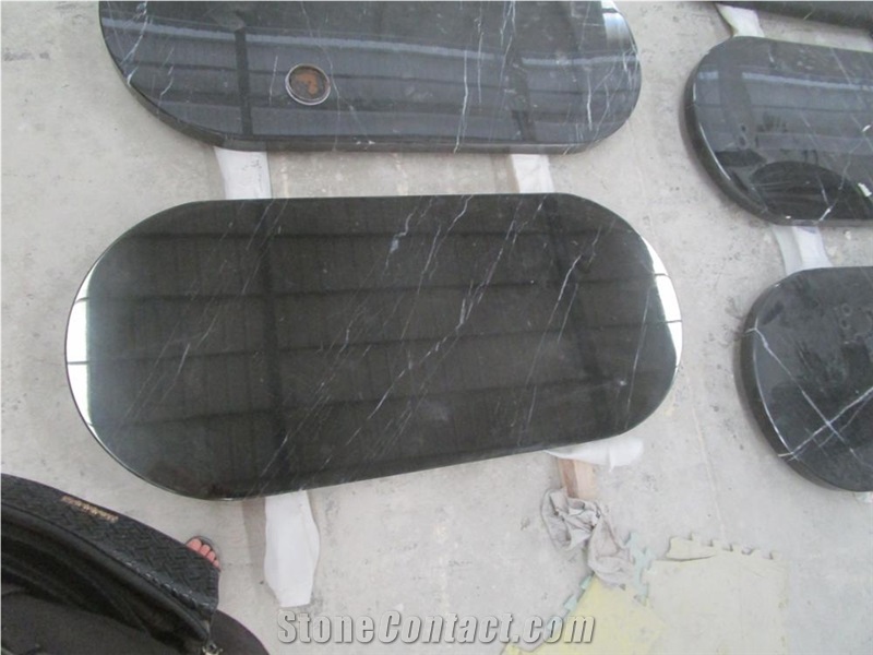 Guangxi Black Marquina Marble Rectangle Polished Table Top