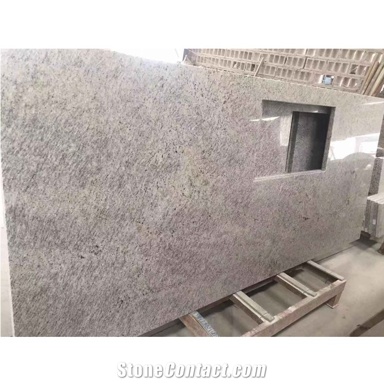 Kashmir White Granite Kitchen Countertop With Square Sink