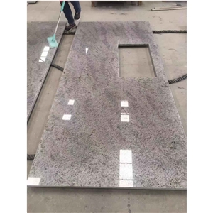 Kashmir White Granite Kitchen Countertop With Square Sink