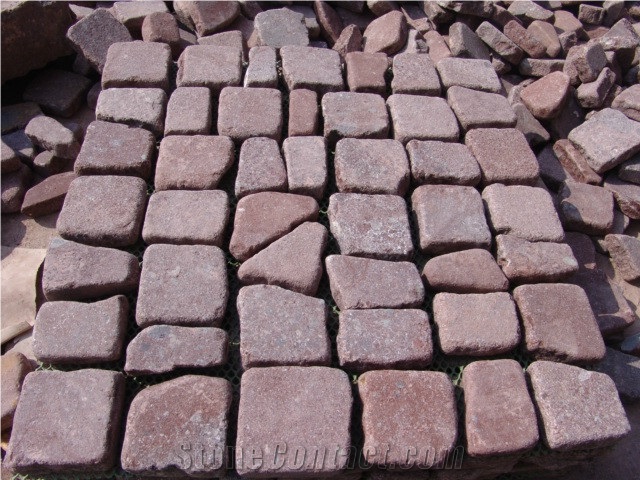 G666 Shouning Red Granite, Cube Cobble Stone