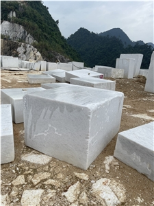 Vietnam White Marble Blocks- Fine And Medium Grains
