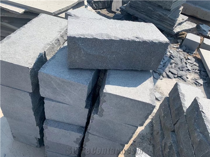 G654 Dark Grey Granite Wall Blocks, Split Face Garden Wall Stone