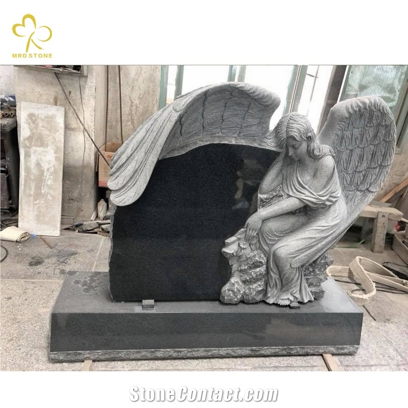 Engrave Single Upright Angel Heart Headstone