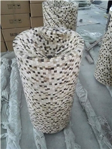 Marble Mosaic Pedestal Sink, Mosaic Free Standing Washbasin