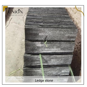 UNION DECO Black Quartzite Stacked Stone Panel Ledger Panel