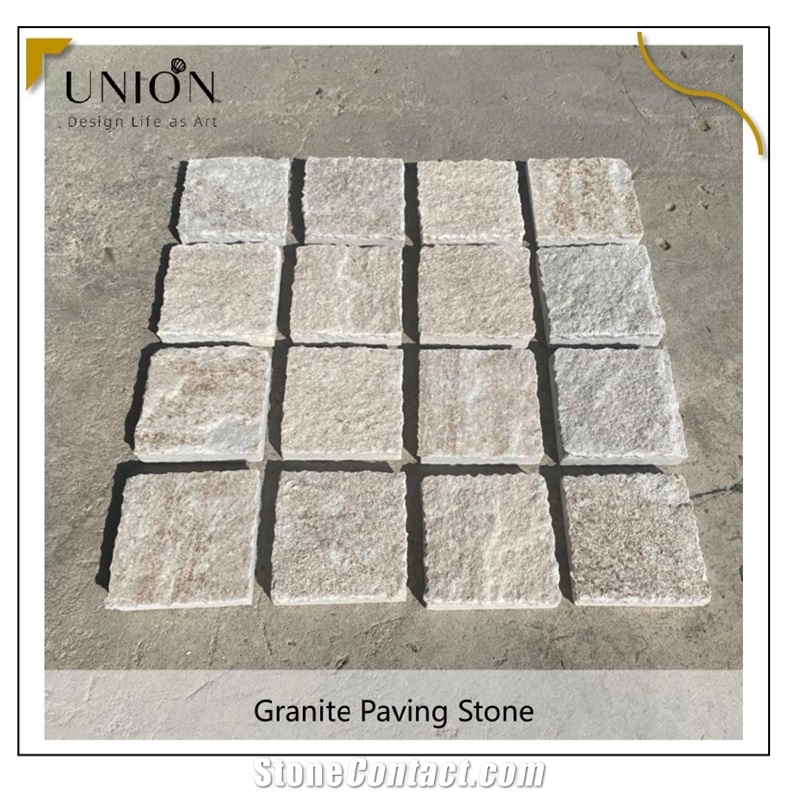 UNION DECO Granite Cobble Stone Landscaping Stones On Mesh
