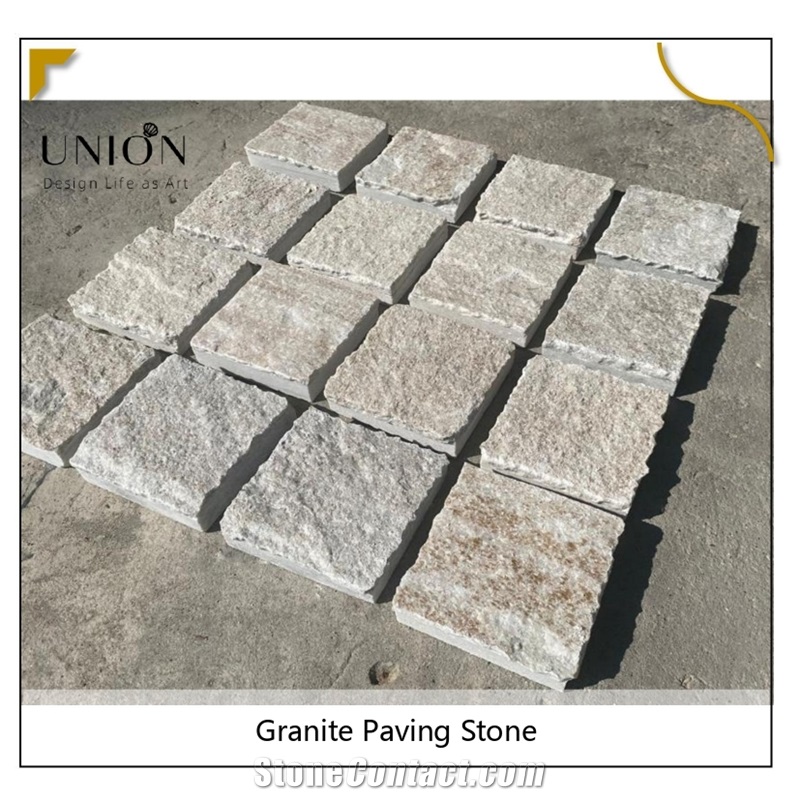 UNION DECO Granite Cobble Stone Landscaping Stones On Mesh