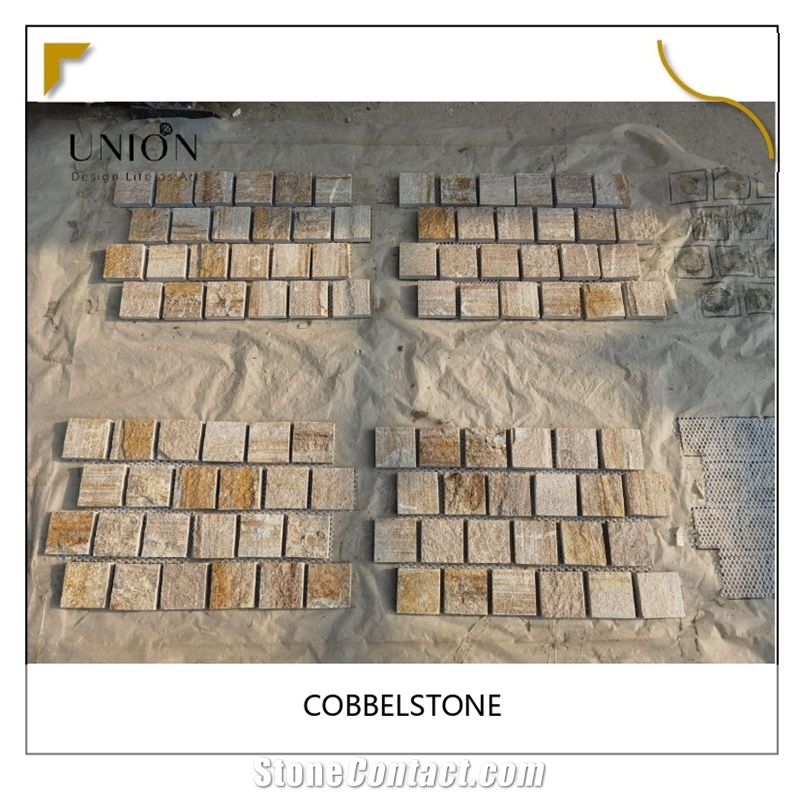UNION DECO Granite Cobble Stone Landscaping Stones On Mesh