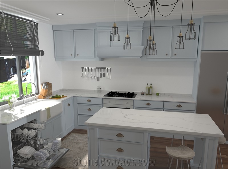 Calacatta Snow White Quartz Finished Product